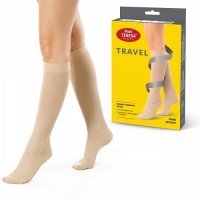 PANI TERESA Skarpety podróżne damskie TRAVEL SOCKS FOR WOMEN jasny beż rozmiar M