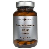 Pureline Nutrition Żelazo organiczne (Fumaran żelaza), 60 kaps.
