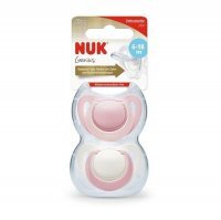 NUK GENIUS silikonowy smoczek uspokajający 6-18 miesięcy 2 sztuki w pudełku Girl (736.128B)