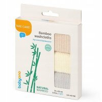 BabyOno Natural Bamboo Ręczniki myjki bambusowe beż-żółty-szary, 3 szt.