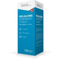 KOMPRESY Z GAZY NIEJAŁOWE 8-warstwowe 17-nitkowe 5 cm x 5 cm 100 sztuk  BIOCANTO CARE