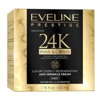 Eveline Prestige 24K Snail & Caviar Luksusowy głęboko regenerujący krem przeciwzmarszczkowy na noc, 50 ml