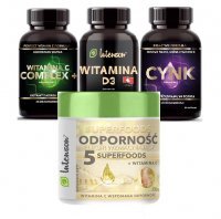 INTENSON Zestaw odporność - Wit.C Complex + Wit.D3 4000IU + Superfoods Elixir + Cynk