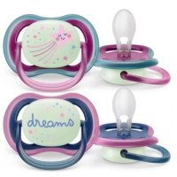 AVENT smoczek uspokajający ULTRA AIR NA NOC świecący 6-18 miesiąca DZIEWCZYNKA 2 sztuki SCF 376/14