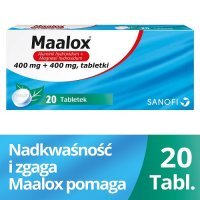 MAALOX 400 mg + 400 mg 20 tabletek