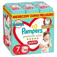 Pampers Premium Care Pieluchomajtki, rozmiar 7 XXL 17kg+, 80 sztuk