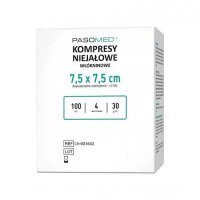 PASOMED Kompresy niejałowe włókninowe 4W 7,5 x 7,5 cm, 100 szt.