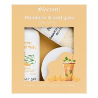 NACOMI Body Care Set Mandarin & Iced Yuzu Zestaw prezentowy: Żel pod prysznic, 300 ml + Masło do ciała, 100 ml + Rękawica do kąpieli