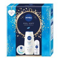 NIVEA Feel Soft Zestaw antyperspirant roll-on, 50ml + krem intensywnie nawilżający, 100ml + żel pod prysznic, 250ml