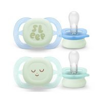 AVENT Ultra Start Nighttime Smoczek uspokajający świecący w ciemności 0-2m (niebieskie), 2szt.