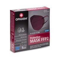 OPHARM Maska Ochronna FFP2 bordowa, 5szt.