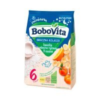 BoboVita Smaczna Kolacja Kaszka mleczno-ryżowa 3 owoce bezglutenowa po 6 miesiącu, 230 g