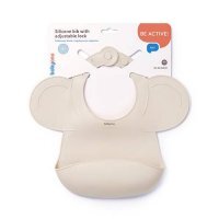 BabyOno Silikonowy śliniak z regulowanym zapięciem Beżowy 1639/04