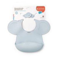 BabyOno Silikonowy śliniak z regulowanym zapięciem Niebieski 1639/01