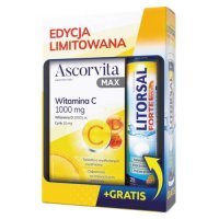 Ascorvita Max Zestaw witamina C 1000mg, 30 tabl. + Litorsal Forte mango-marakuja, 20 tabl. mus.