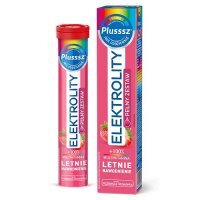 Plusssz Elektrolity + multiwitamina, smak poziomka & truskawka, 24 tabletek musujących