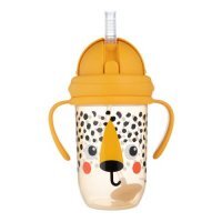 CANPOL BABIES Kubek niekapek z rurką i odważnikiem BabiesBoo 6m+ gepard, 270 ml 56/617