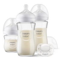 Philips Avent Zestaw Natural Response Szklane butelki do karmienia noworodków + smoczek SCD878/11