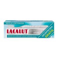 Lacalut Perfect White Pasta do zębów 75 ml + Szczoteczka średniej twardości szara