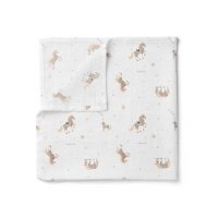 Lullalove Duży otulacz muślinowy Konie 150 x 200 cm