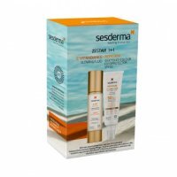 SESDERMA Zestaw REPASKIN SILK Touch liposomowy fotoprotektor słoneczny SPF50, 50ml + C-VIT Radiance krem, 50ml