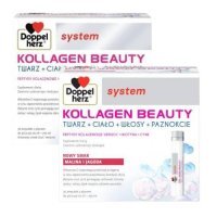 Zestaw Doppelherz System Kollagen Beauty płyn, 60 amp. x 25 ml (liczi melon + malina jagoda)