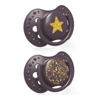 LOVI Smoczek uspokajający silikonowy Stardust Violet 3-6m 22/893, 2szt.