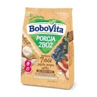 BOBOVITA Porcja Zbóż Kaszka bezmleczna 7 zbóż jagoda-jeżyna, jabłko po 8. miesiącu, 170g