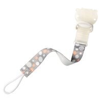 BABYONO Tasiemka do smoczka z klipsem 712 szary w kropki