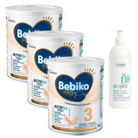Zestaw Bebiko Pro+ 3 Mleko modyfikowane dla dzieci powyżej 1. roku życia, 3 x 700 g + Ziaja Ziajka Żel do mycia ciała i włosów dla dzieci, 400 ml