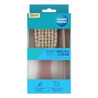 Canpol Babies Szczotka i grzebień z naturalnym włosiem Gold różowa 7/406