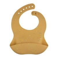 CANPOL BABIES Śliniak silikonowy z kieszonką żółty - kropki, 1szt.