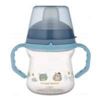 CANPOL BABIES Kubek z silikonowym ustnikiem FirstCup BONJOUR PARIS 150ml niebieski