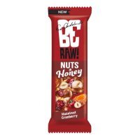 BeRaw Nuts&Honey baton żurawinowo - miodowy z orzechami laskowymi, 30 g