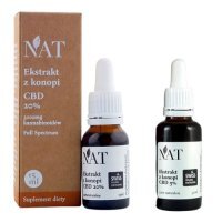 Zestaw NAT Ekstrakt z konopi Olej CBD 20%, 15 ml + NAT Ekstrakt z konopi Olej CBD 5%, 5 ml