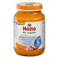 HOLLE Bio Danie dla niemowląt Ziemniaki, marchew i wołowina, 190g