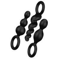 Satisfyer Booty Call Zestaw korków analnych o pobudzającej strukturze czarne, 3 szt.