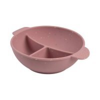 CANPOL BABIES Silikonowa miska z 3 przegródkami i przyssawką - różowa, 360ml