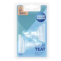 CANPOL BABIES Smoczek silikonowy okrągły wolny 3m+, 2 sztuki 18/115