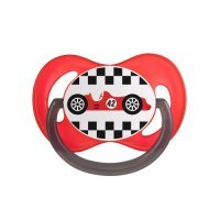 CANPOL BABIES Smoczek silikonowy symetryczny "Racing" - roz. A 0-6m Czerwony 22/571