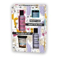 BEAUTY JAR Zestaw prezentowy Meant To Be Loved: Woda micelarna 80ml + Żel pod prysznic 80ml + Płynne płatki pod oczy 15ml + Peeling do ciała 190g