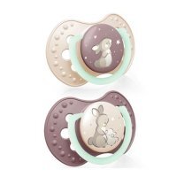 LOVI Smoczek silikonowy dynamiczny 0-3 m Night&Day Girl 22/913, 2szt.