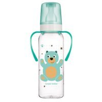 CANPOL BABIES Cute Animals Butelka wąska z uchwytem turkusowy miś, 250ml 11/845