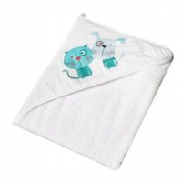 TEGA BABY Okrycie kąpielowe PIES I KOT białe, 100x100cm