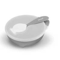 AKUKU Miseczka z łyżeczką 250ml szara, 1szt.
