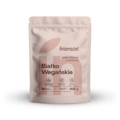Intenson Białko Wegańskie biała czekolada z malinami, 900 g