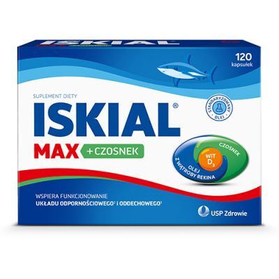 Iskial Immuno Max + czosnek z olejem z wątroby rekina i witaminą D, 120 kaps.