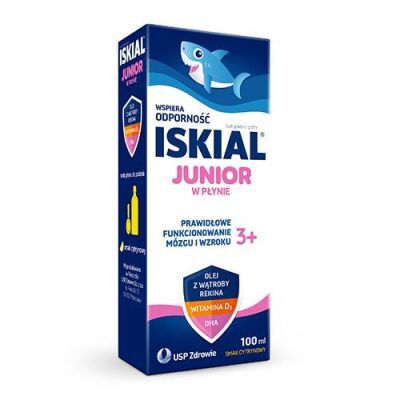 Iskial Junior w płynie z olejem z wątroby rekina, witaminą D i DHA, 100 ml