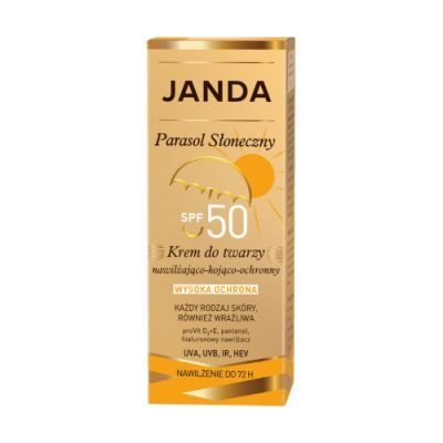 Janda Parasol Słoneczny Krem do twarzy nawilżająco-kojąco-ochronny SPF50, 50 ml
