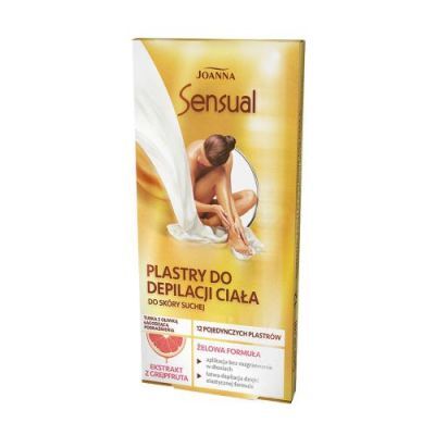 Joanna Sensual Żelowe plastry do depilacji ciała z grejpfrutem do skóry suchej, 12 szt.